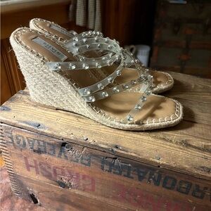 Steven By Steve Madden Tan Wedges with Clear Embellished Straps